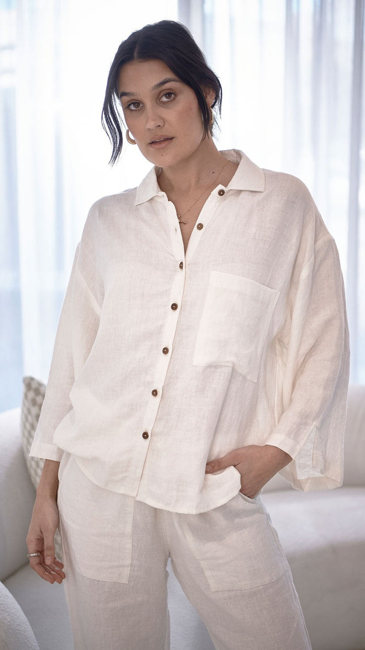 Fundamental Linen Shirt  -  Off White