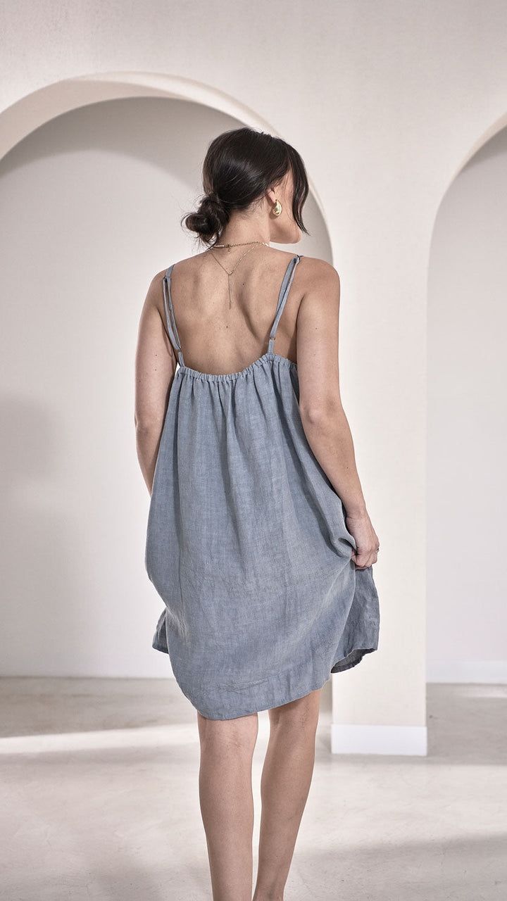 Fundamental Linen Slip Dress - Blue