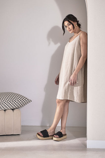 Fundamental Linen Slip Dress - Natural