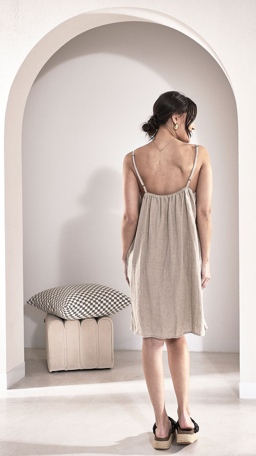 Fundamental Linen Slip Dress - Natural