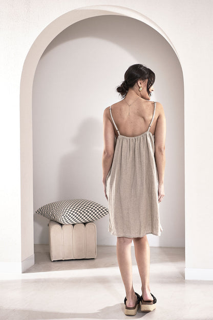 Fundamental Linen Slip Dress - Natural
