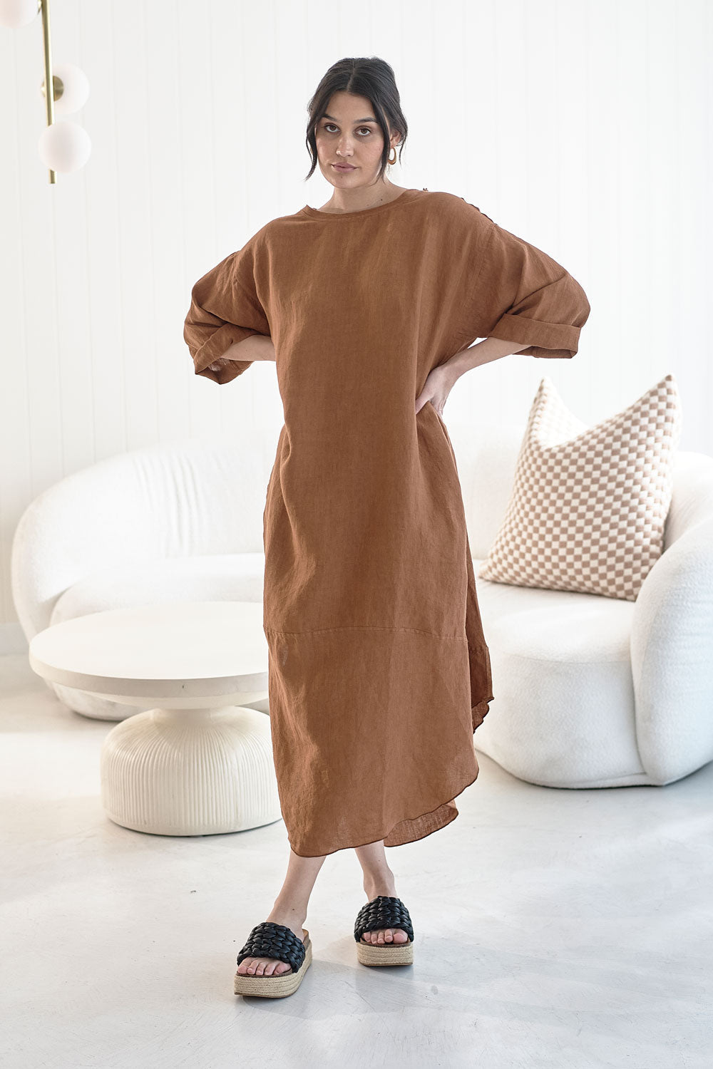 Malle Linen Dress - Nutmeg