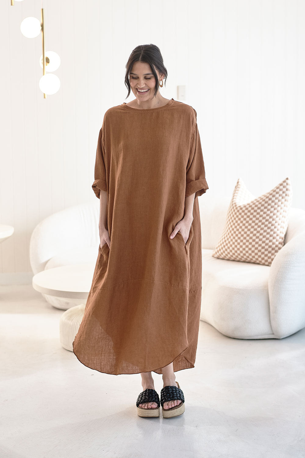 Malle Linen Dress - Nutmeg
