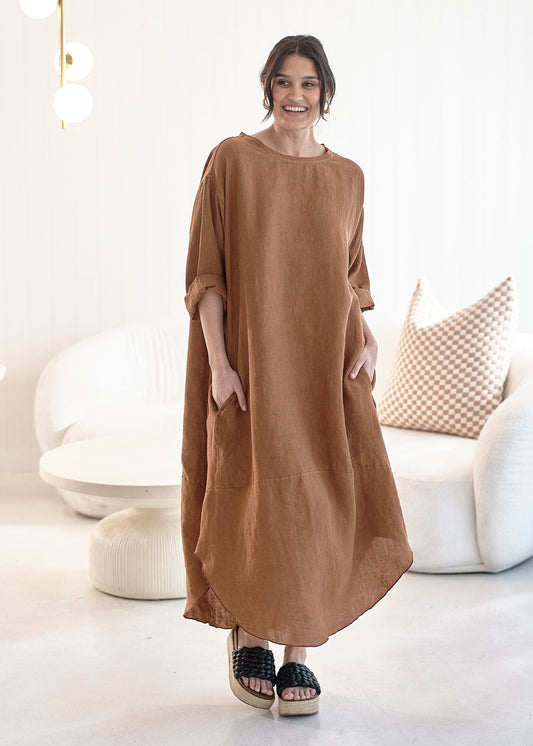 Malle Linen Dress - Nutmeg