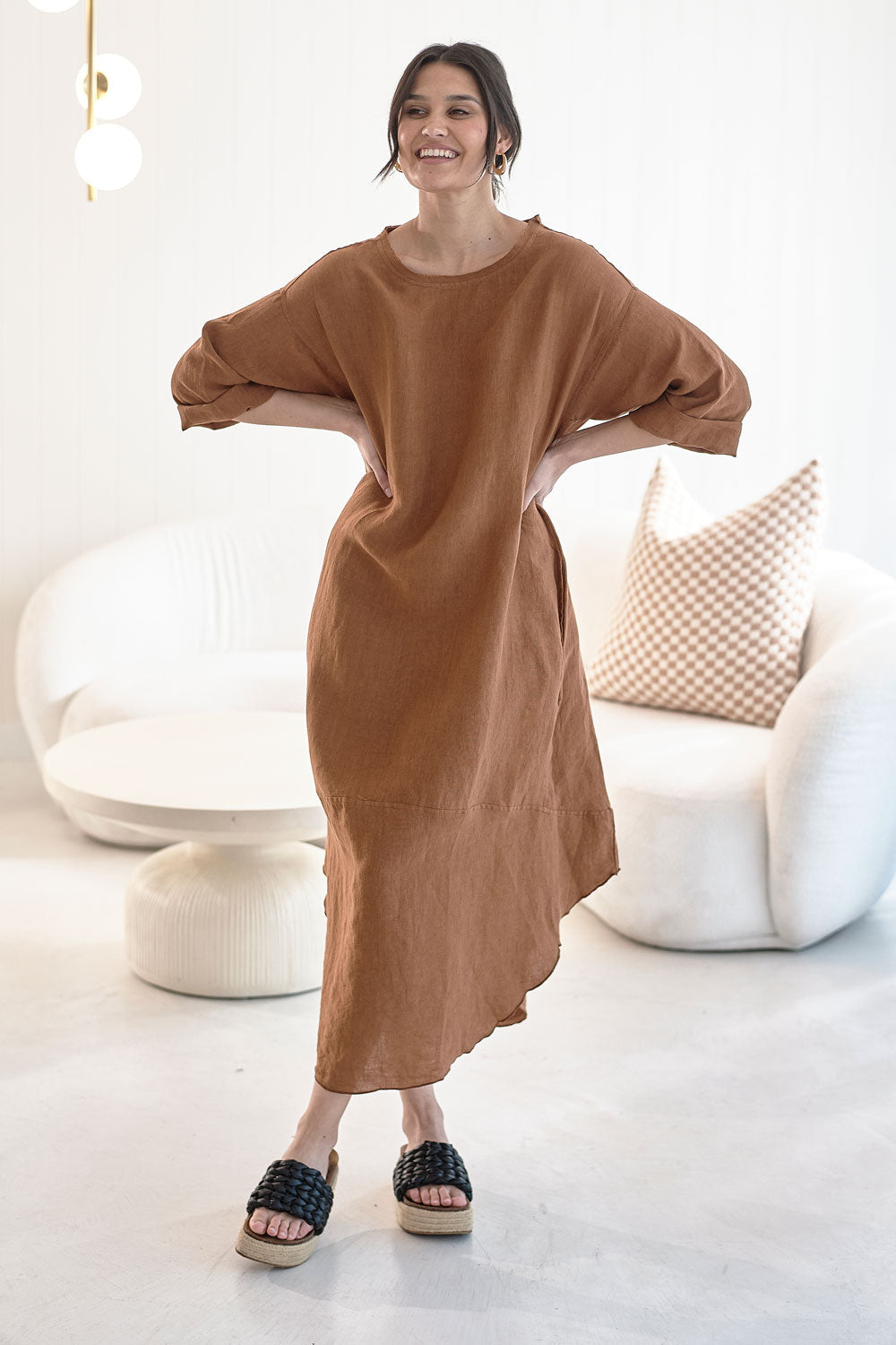 Malle Linen Dress - Nutmeg