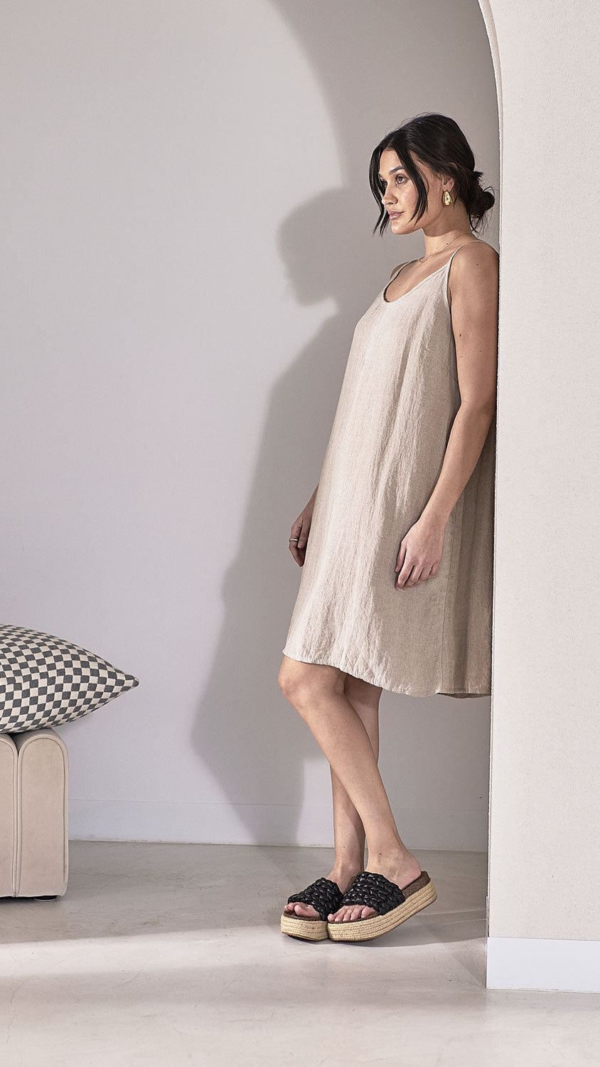 Fundamental Linen Slip Dress - Natural