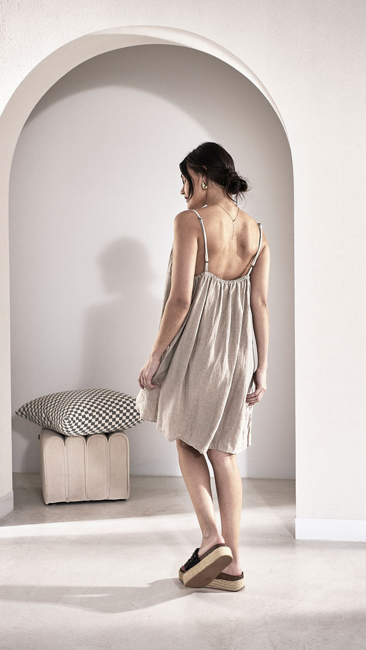 Fundamental Linen Slip Dress - Natural