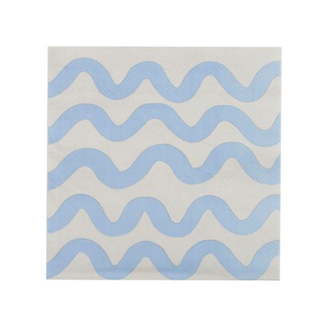 Waves Napkin (20 Pack) - Blue/Cream