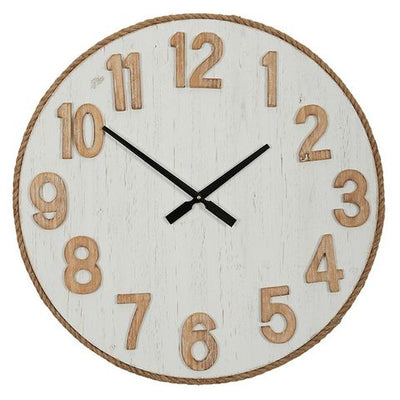 A nautical elegance wooden wall clock with Coast To Coast's Adriatic Rope Clock trim, showing the time approximately at ten minutes to three.