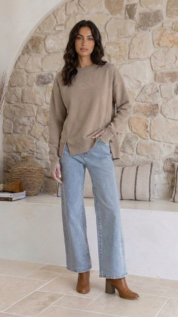 TGCA Vintage Grace Sweater - Urban Taupe