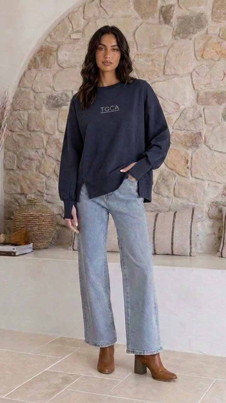 TGCA Vintage Grace Sweater - Classic Navy