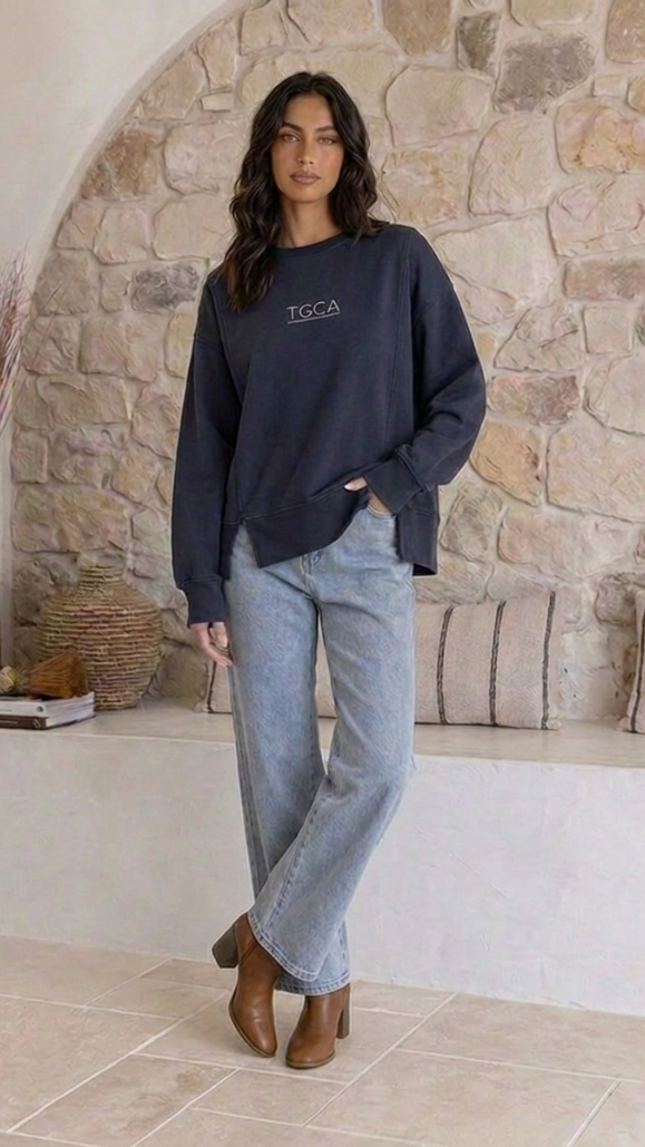 TGCA Vintage Grace Sweater - Classic Navy