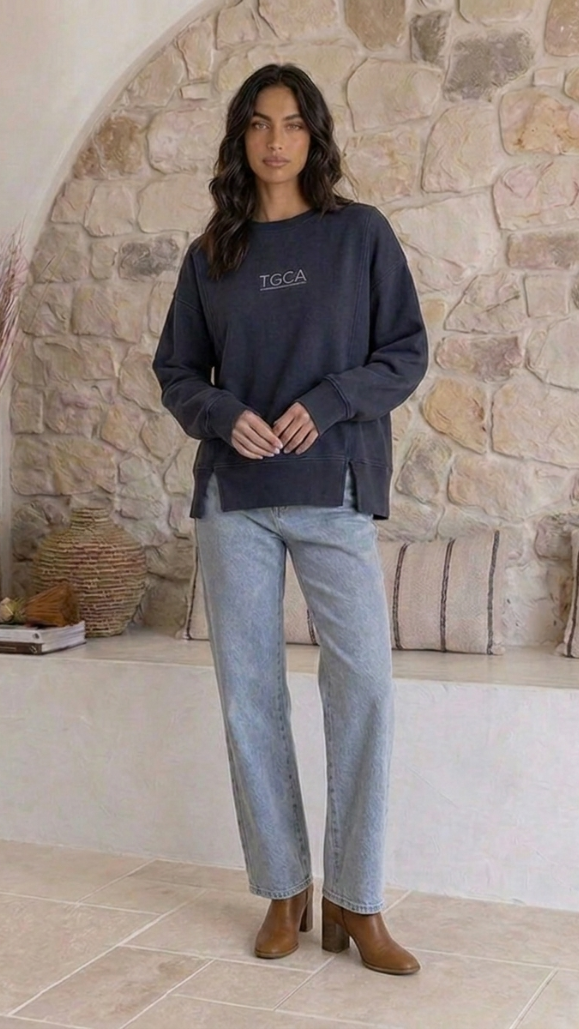 TGCA Vintage Grace Sweater - Classic Navy