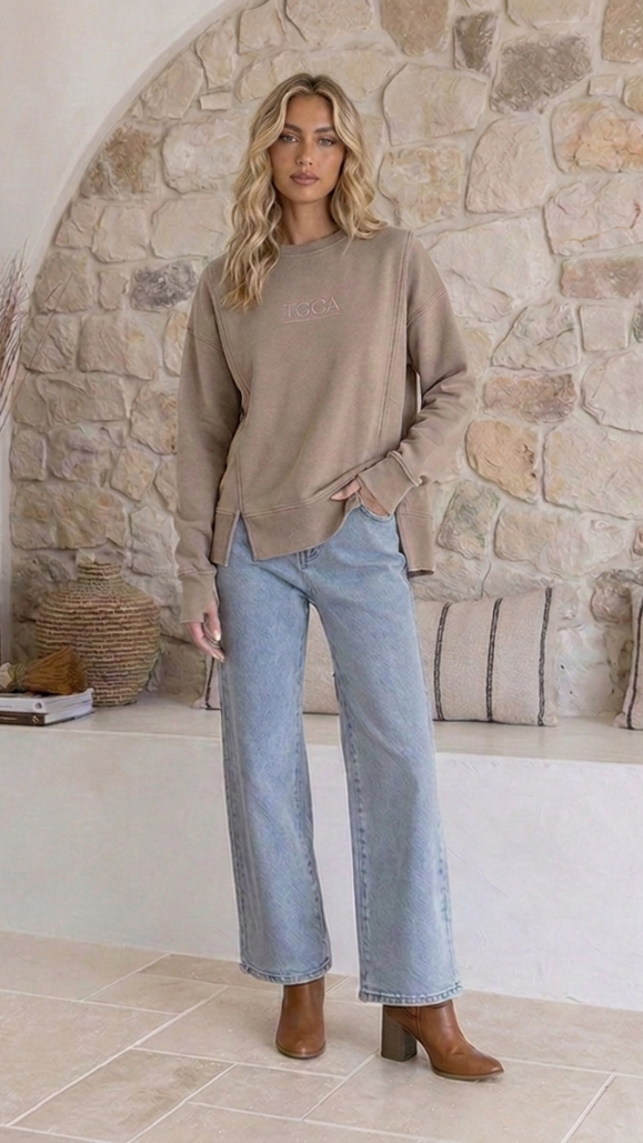 TGCA Vintage Grace Sweater - Urban Taupe