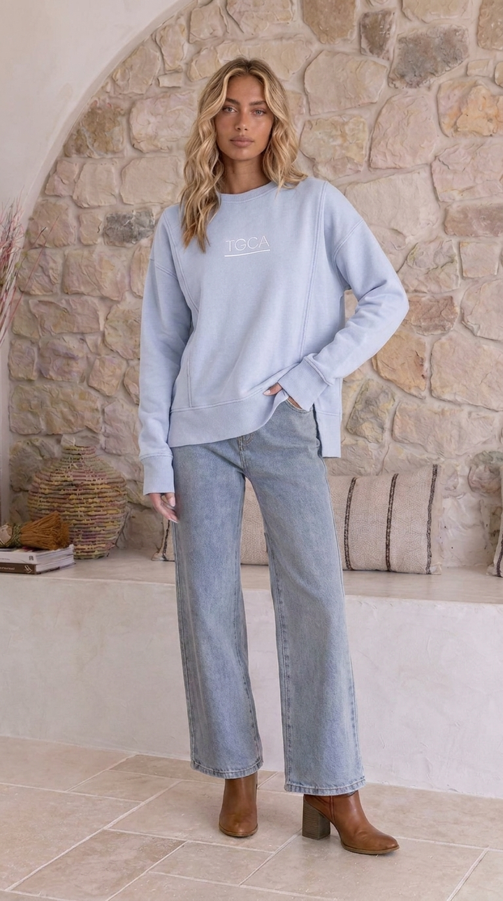 TGCA Vintage Grace Sweater - Dusty Blue