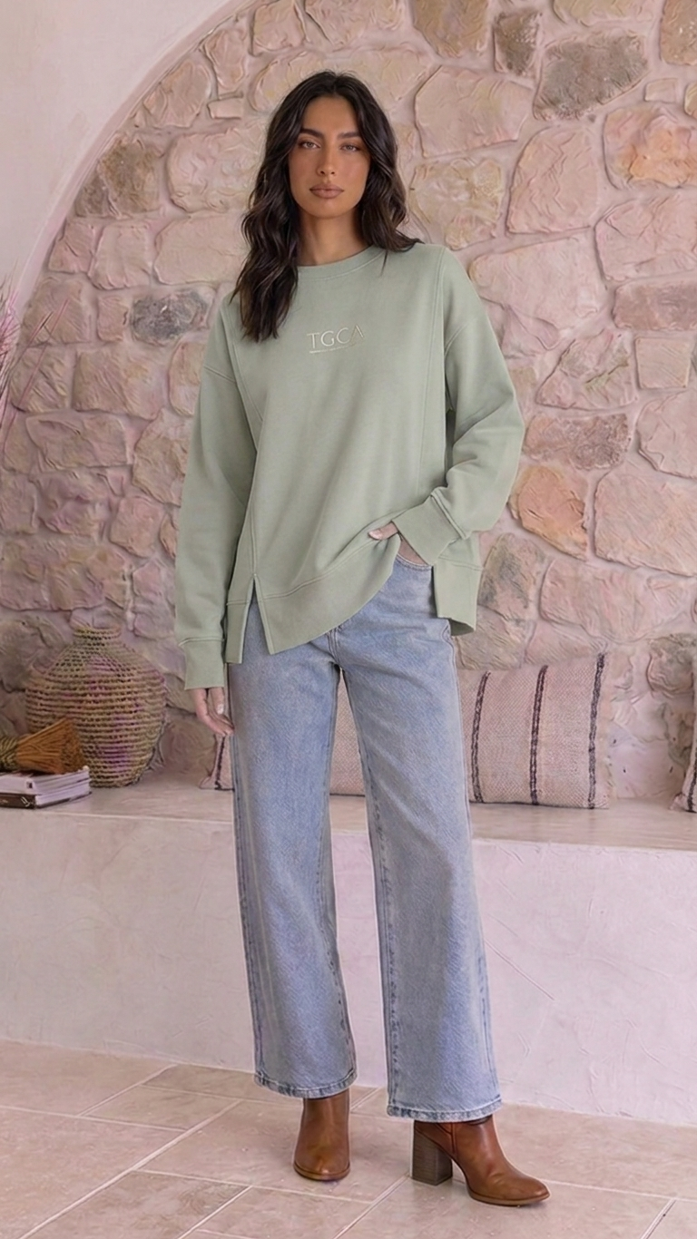 TGCA Vintage Grace Sweater - Soft Sage