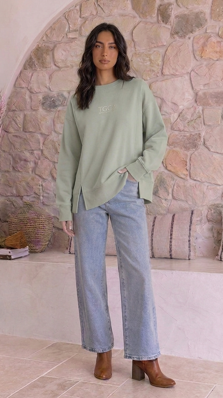 TGCA Vintage Grace Sweater - Soft Sage