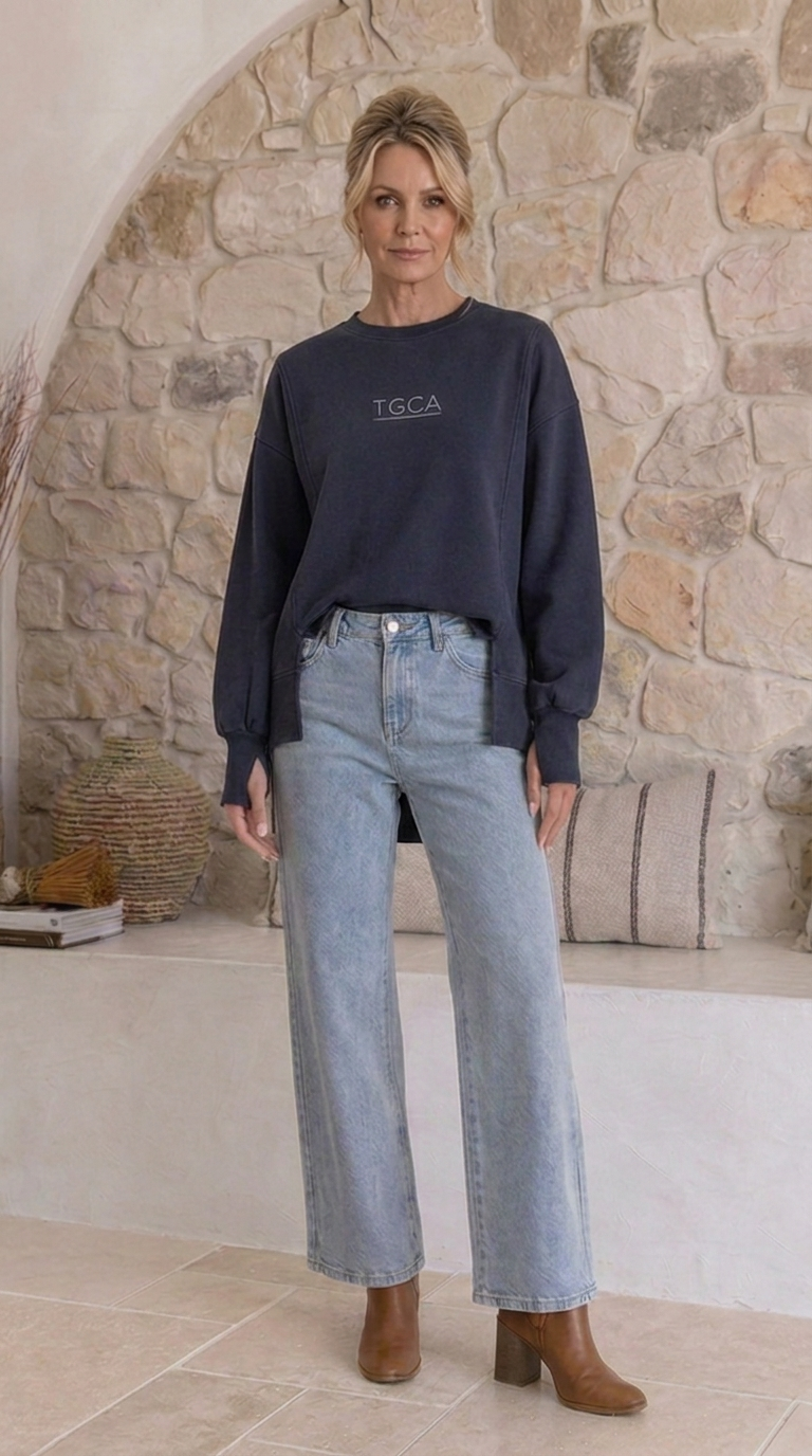 TGCA Vintage Grace Sweater - Classic Navy
