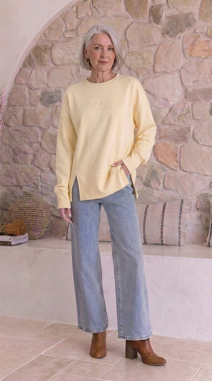 TGCA Vintage Grace Sweater - Butter Yellow