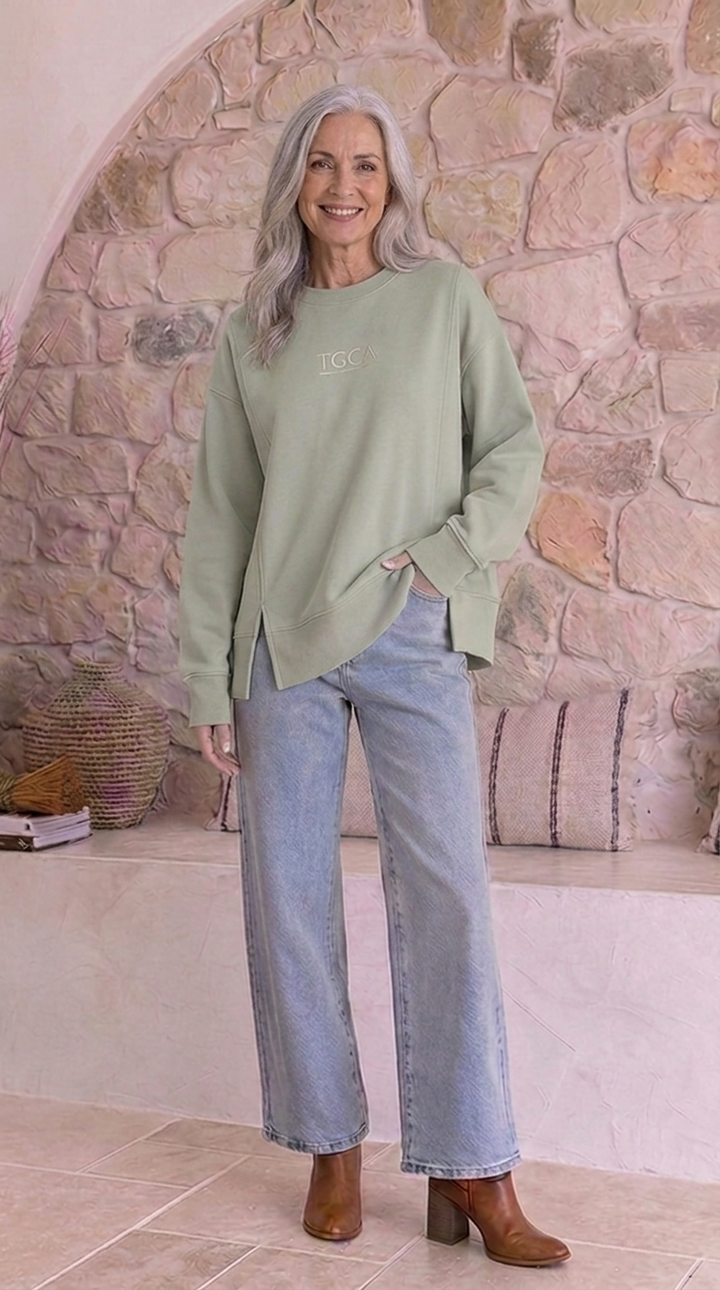 TGCA Vintage Grace Sweater - Soft Sage