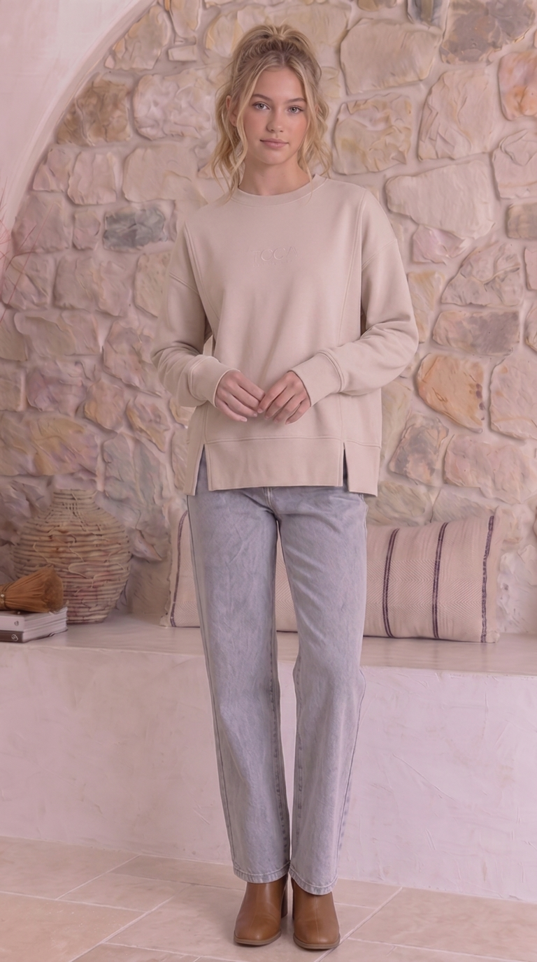 TGCA Vintage Grace Sweater - Creamy Oatmeal