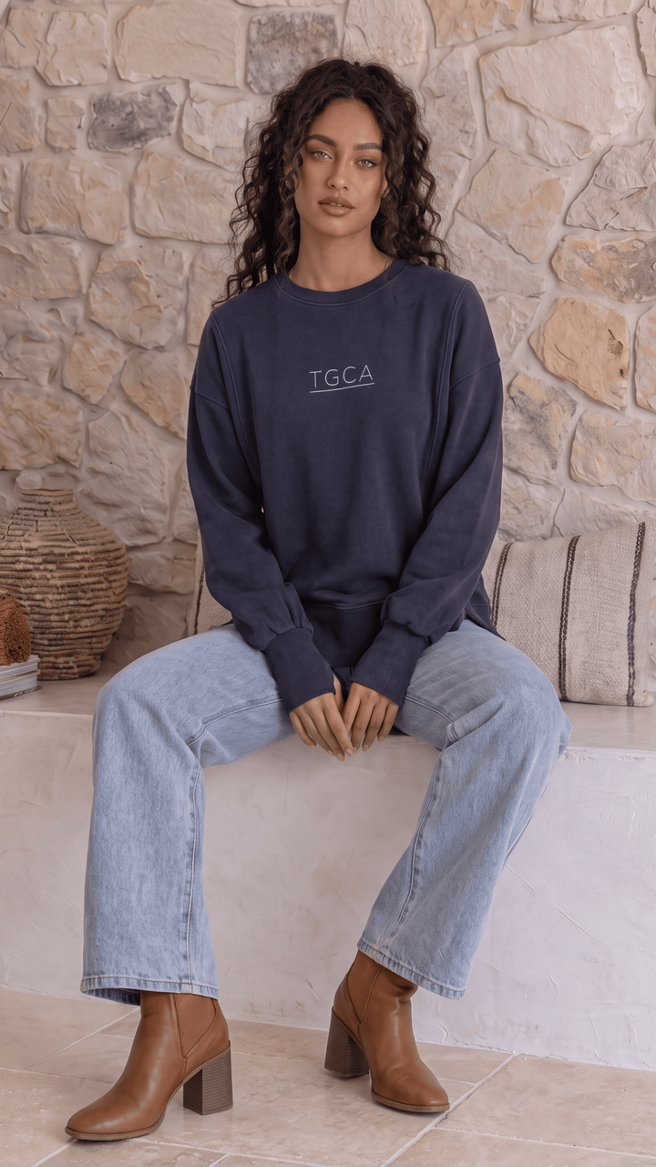 TGCA Vintage Grace Sweater - Classic Navy
