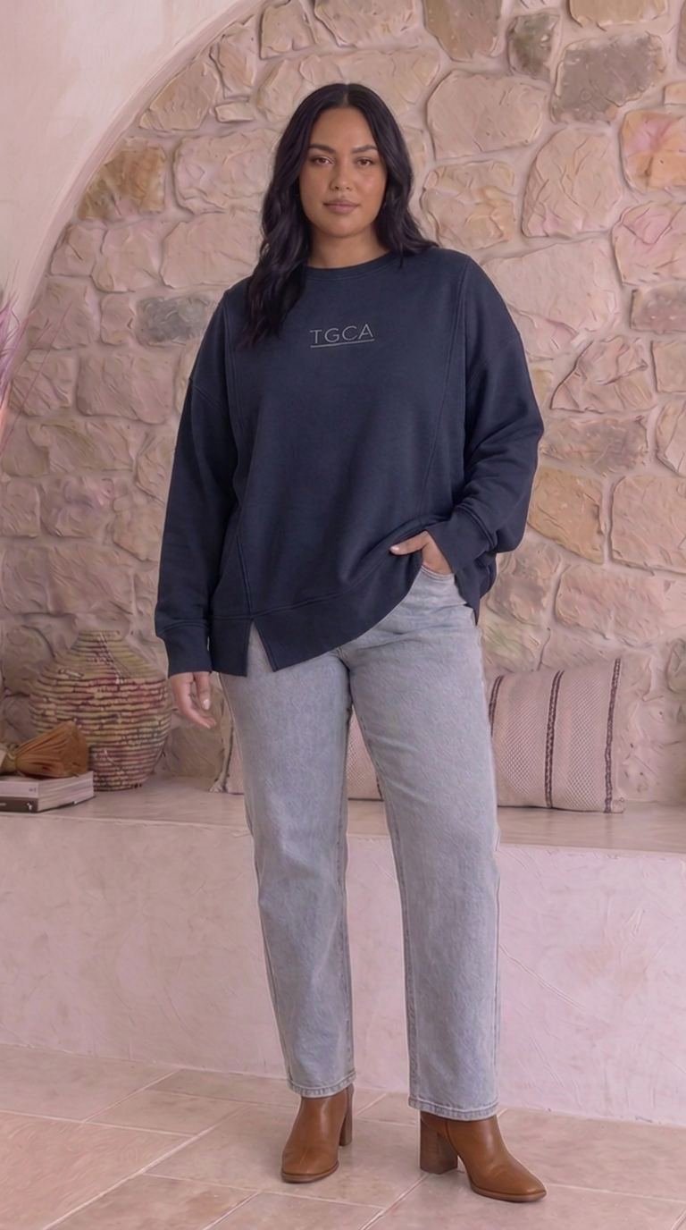 TGCA Vintage Grace Sweater - Classic Navy