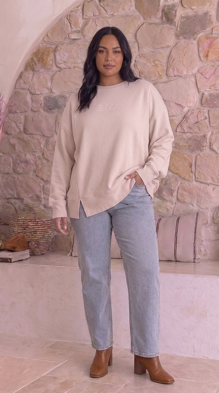 TGCA Vintage Grace Sweater - Creamy Oatmeal