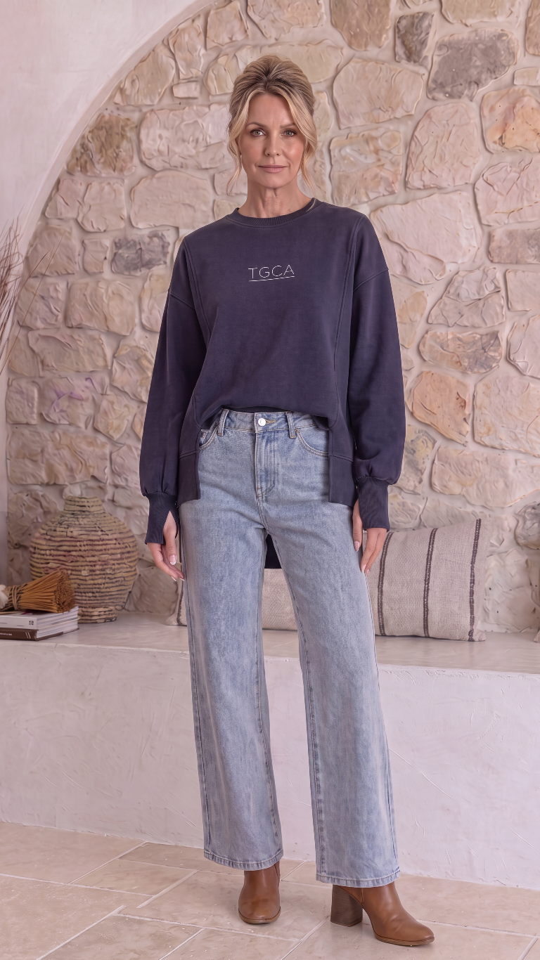 TGCA Vintage Grace Sweater - Classic Navy