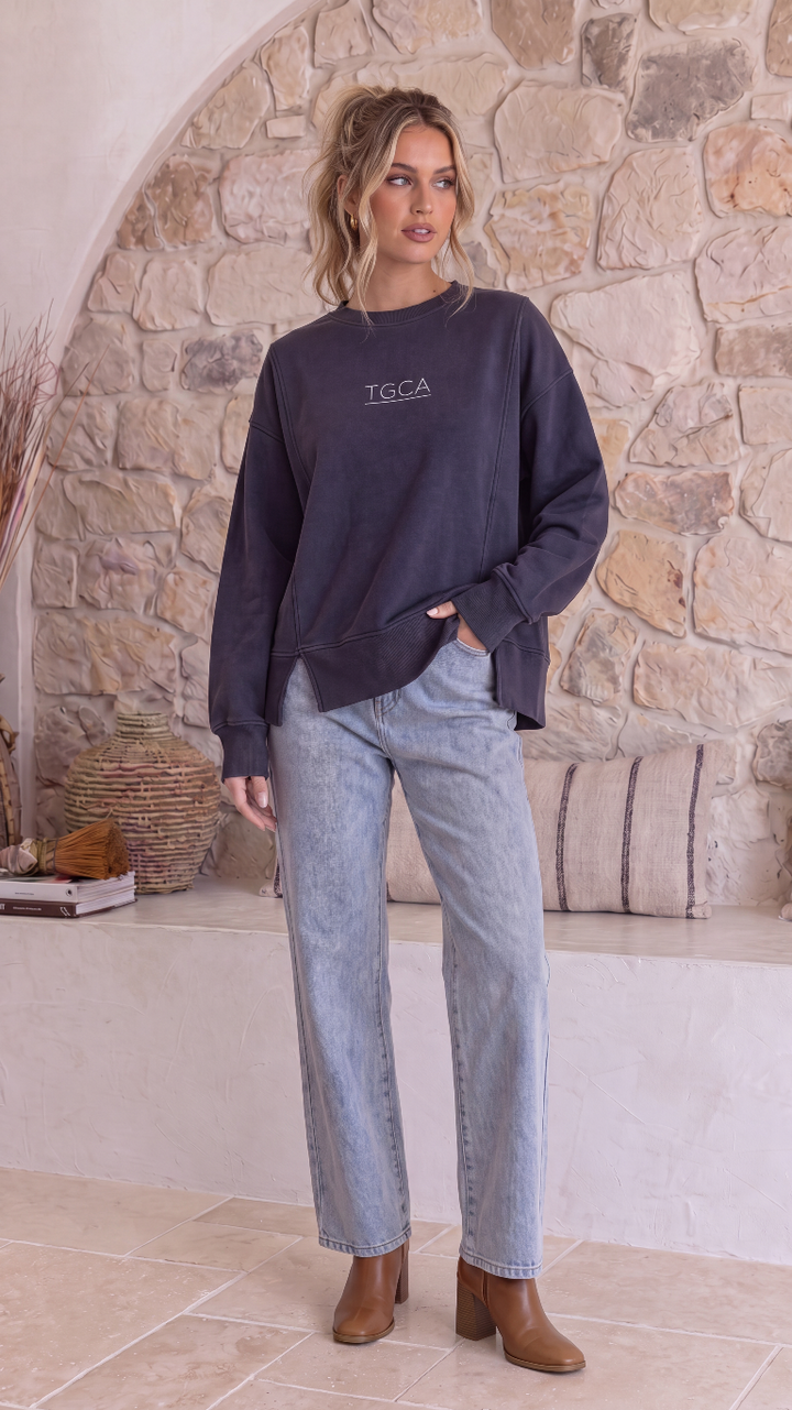 TGCA Vintage Grace Sweater - Classic Navy