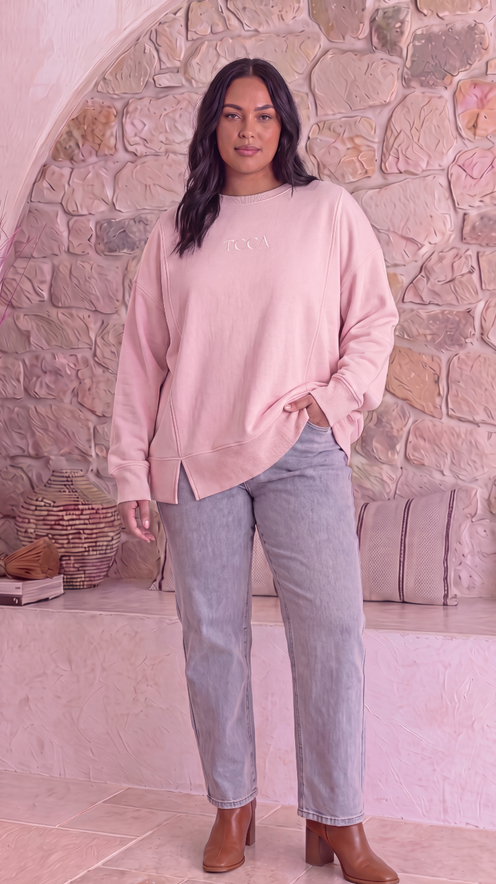 TGCA Vintage Grace Sweater - Soft Dusty Pink