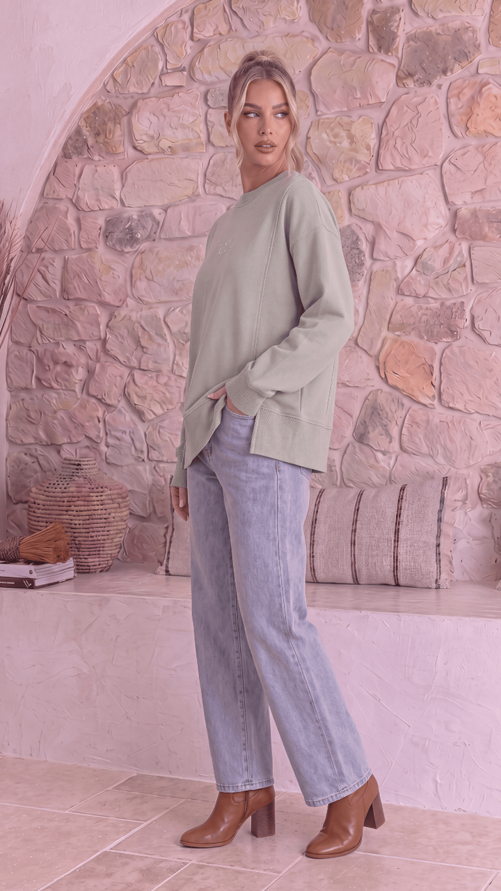 TGCA Vintage Grace Sweater - Soft Sage