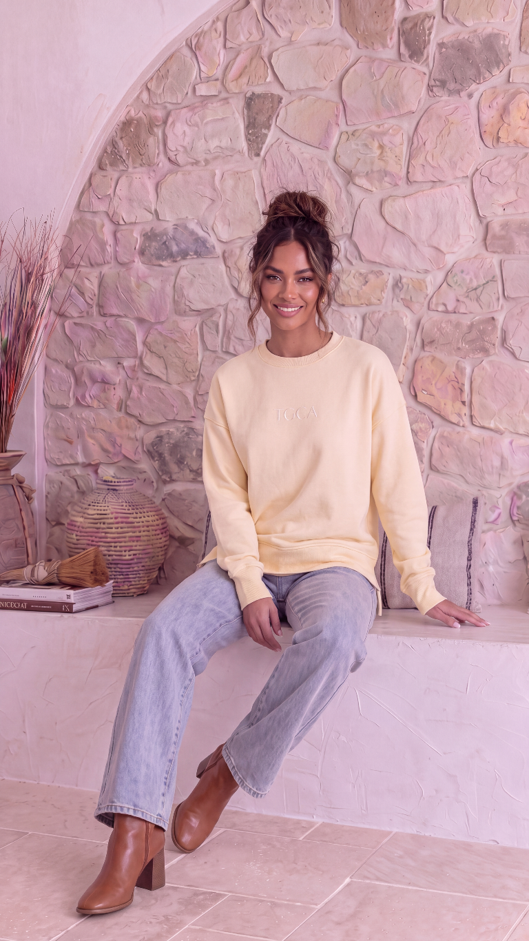 TGCA Vintage Grace Sweater - Butter Yellow