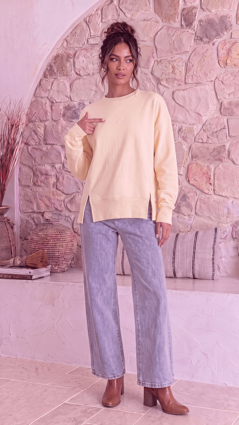 TGCA Vintage Grace Sweater - Butter Yellow