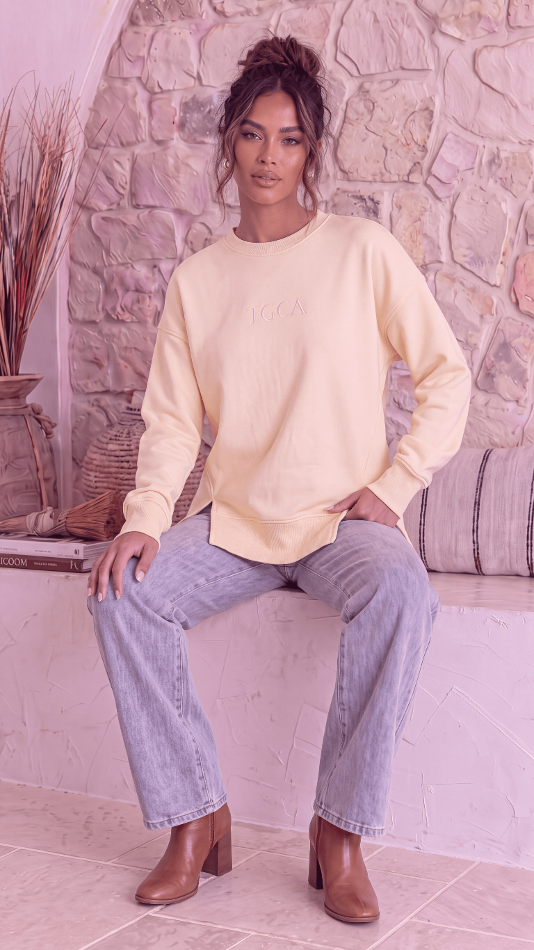 TGCA Vintage Grace Sweater - Butter Yellow