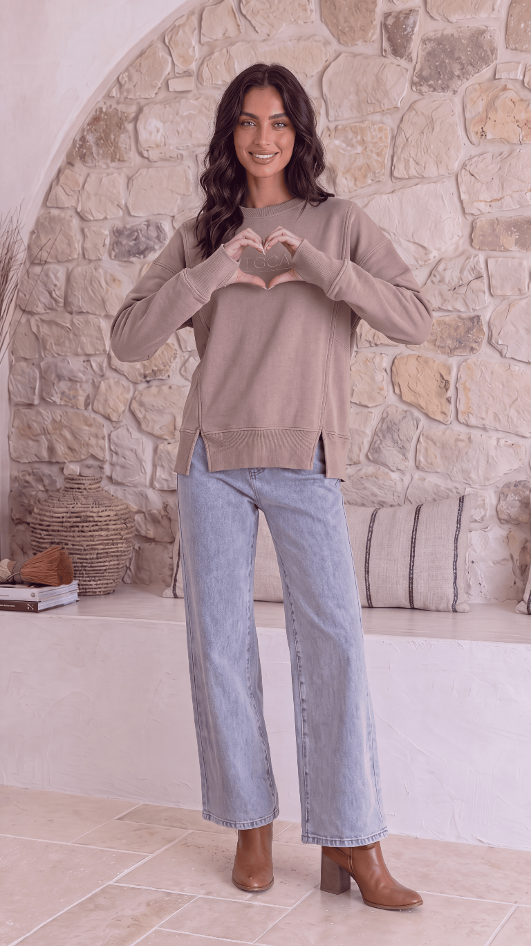 TGCA Vintage Grace Sweater - Urban Taupe