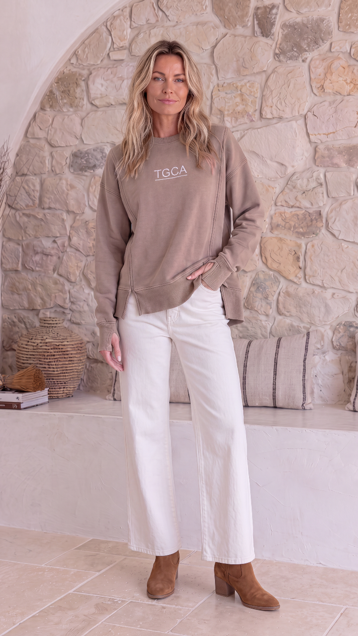TGCA Vintage Grace Sweater - Urban Taupe