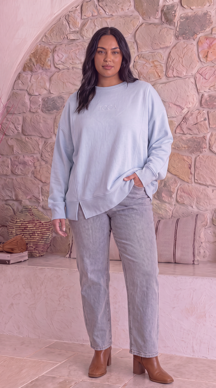 TGCA Vintage Grace Sweater - Dusty Blue