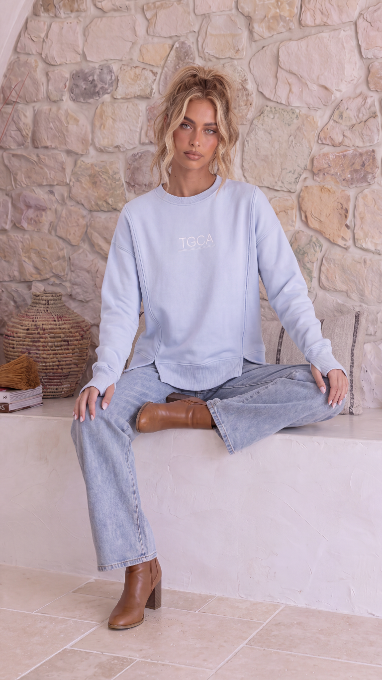 TGCA Vintage Grace Sweater - Dusty Blue