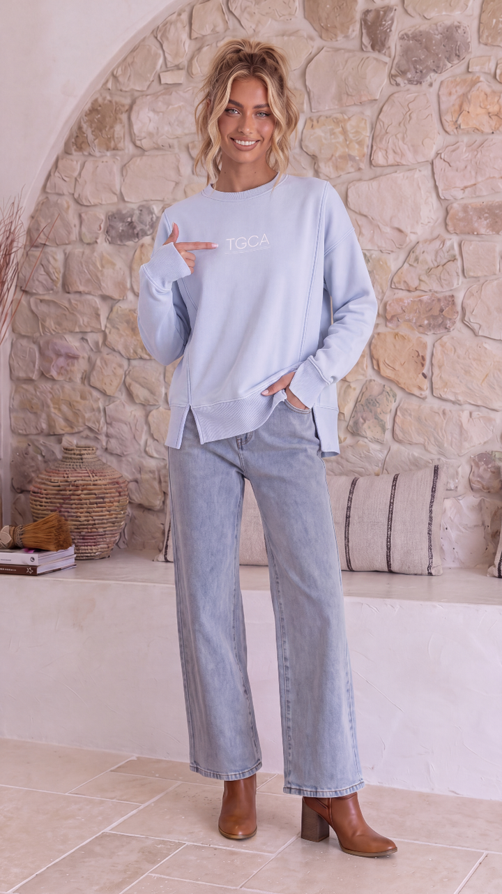 TGCA Vintage Grace Sweater - Dusty Blue