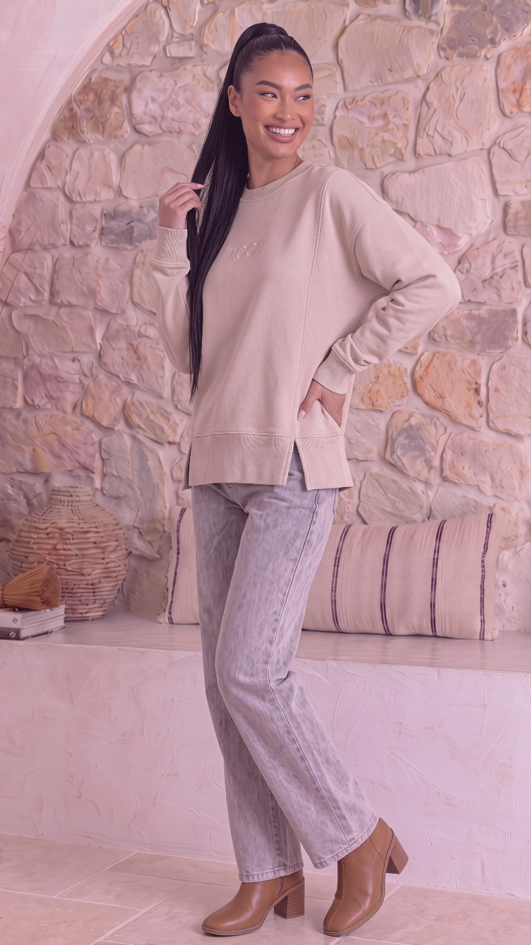 TGCA Vintage Grace Sweater - Creamy Oatmeal
