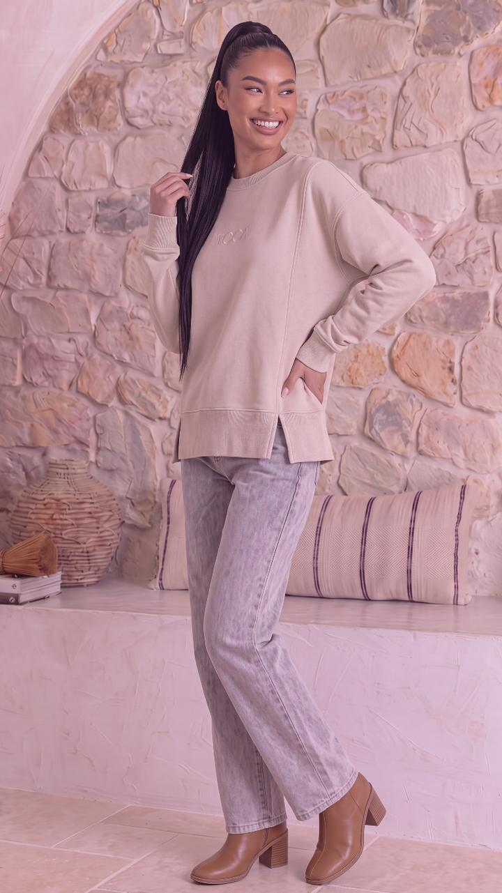 TGCA Vintage Grace Sweater - Creamy Oatmeal