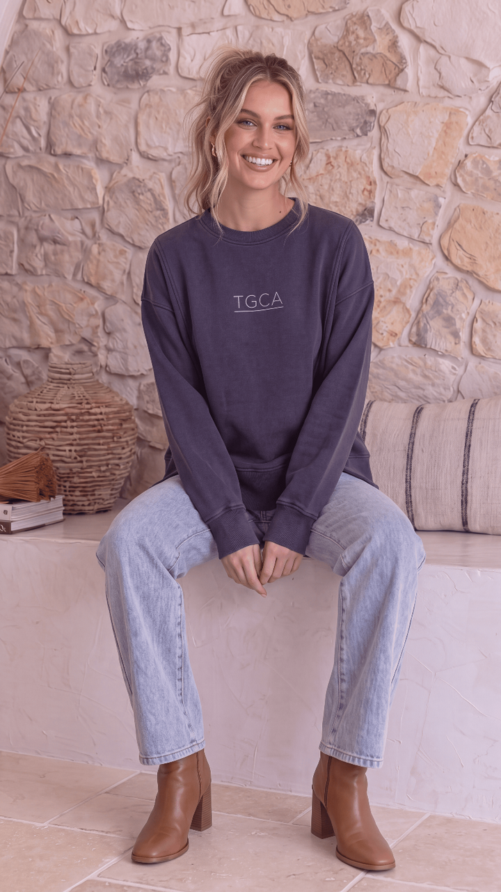 TGCA Vintage Grace Sweater - Classic Navy