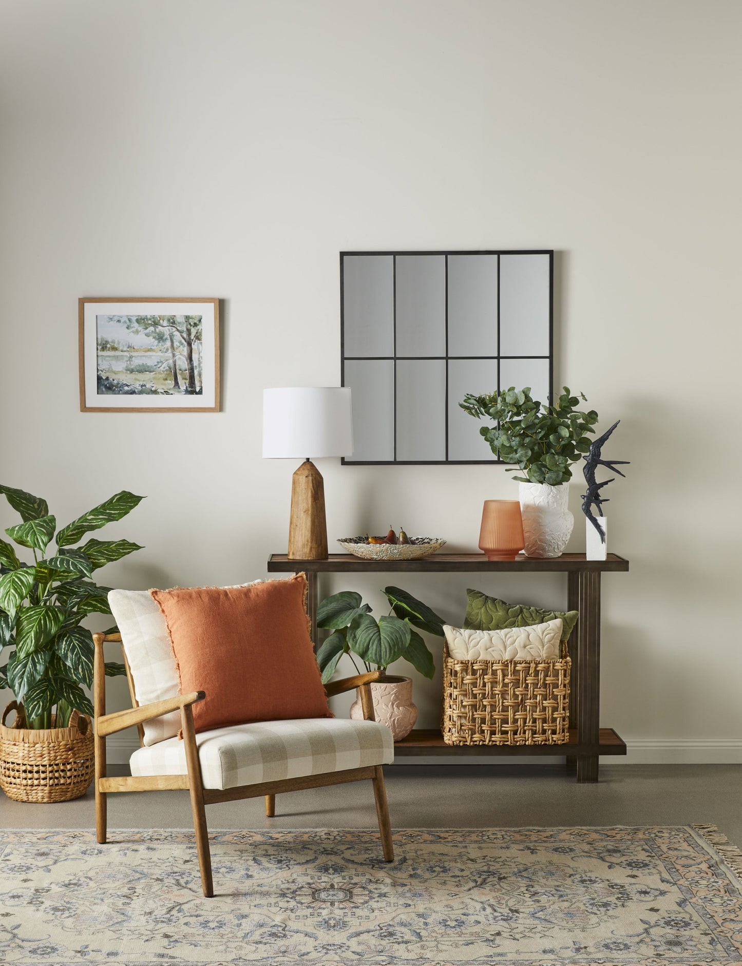 Grange Chair - White & Beige Check