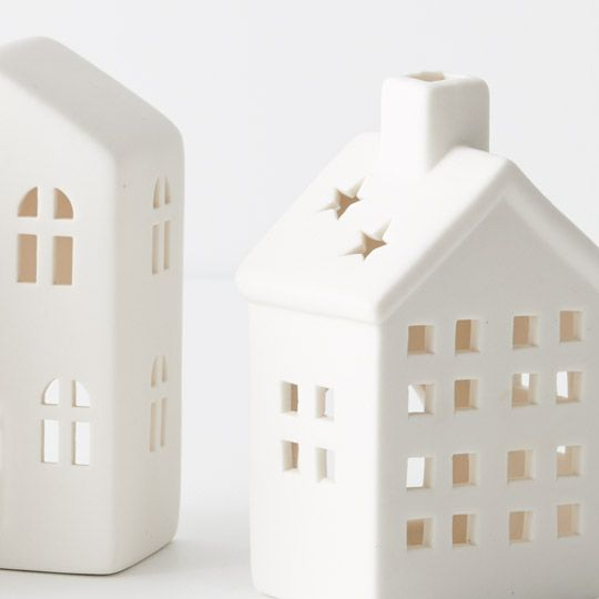 Village Candle Holder Set - White