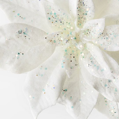 Clip Poinsettia Velvet - White