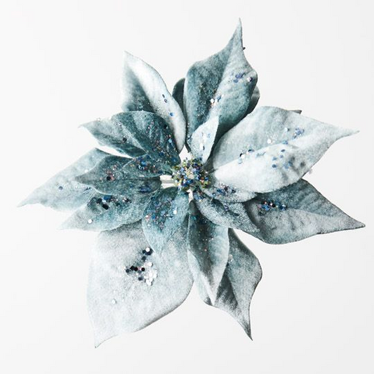Clip Poinsettia Velvet - Sky