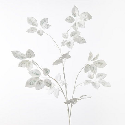 Schefflera Leaf Velvet Spray - White
