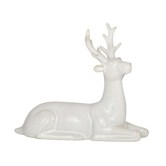 Sitting Ceramic Deer - Ivory