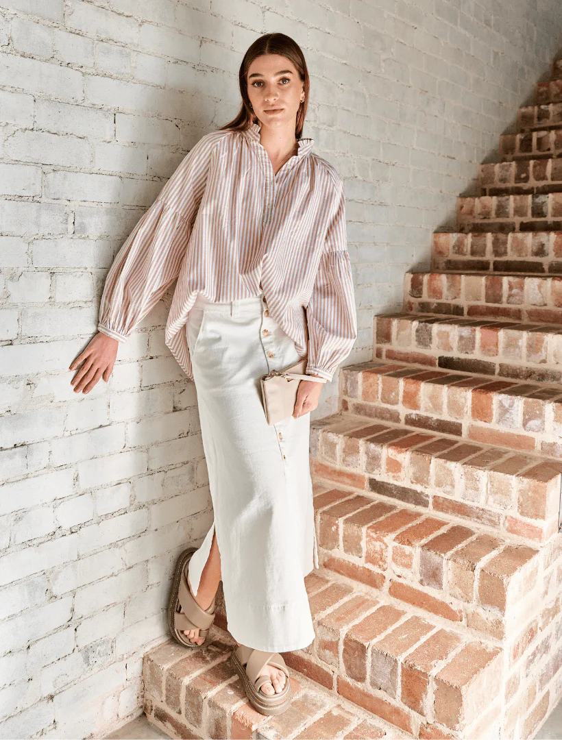 Kell Stripe Shirt - Beige